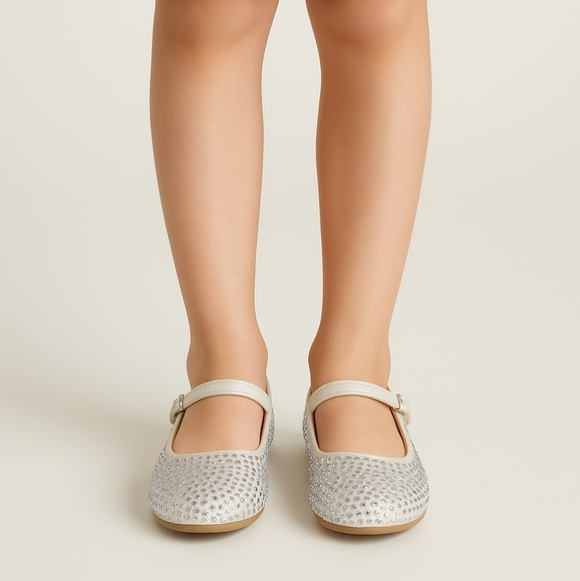 Silver Rhinestone  Mary Jane Shoes - Picture 1 of 12